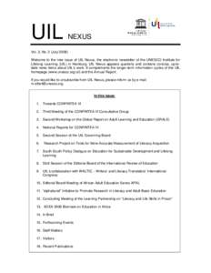 UIL  NEXUS Vol. 3, No. 2 (July[removed]Welcome to the new issue of UIL Nexus, the electronic newsletter of the UNESCO Institute for