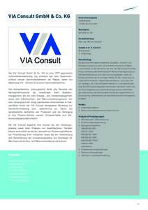 VIA Consult GmbH & Co. KG  Unternehmensprofil 15 Mitarbeiter 1,5 Mio. Euro Umsatz Rechtsform