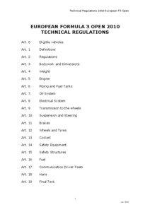 Technical Regulations 2010 European F3 Open  EUROPEAN FORMULA 3 OPEN 2010