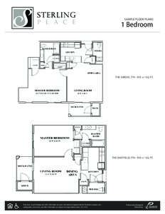 SAMPLE FLOOR PLANS  1 Bedroom THE SHREVE,  +/- SQ. FT.