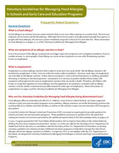 FAQs: Voluntary Guidelines for Managing Food Allergies In Schools and Early Care and Education Programs