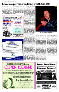 Page 20 / April 2, [removed]The Jamestown Press  Local couple wins wedding worth $10,000 By Eileen M. Daly Island native Jeff Tuttle and his fiancée Renee Walker are going to say their “I do’s” a little