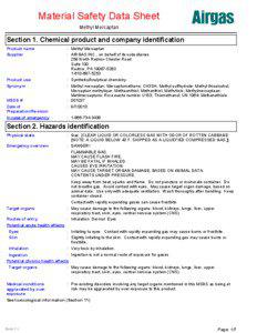 Material Safety Data Sheet Methyl Mercaptan