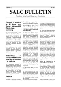 Vol. 4 No. 2  July 1999 SALC BULLETIN Newsletter of the South African Law Commission