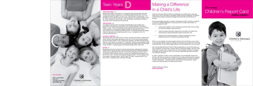 Teen Years 2012 D  Teen Birth Rate – D