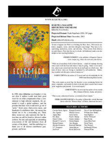 WWW.ECLECTICA.ORG ECLECTICA MAGAZINE BEST FICTION VOLUME ONE