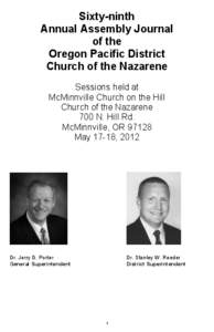 Sixty-ninth Annual Assembly Journal of the Oregon Pacific District Church of the Nazarene Sessions held at