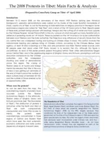 Briefing Paper – The 2008 Protests in Tibet