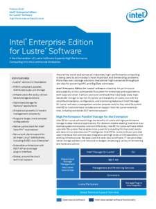 Lustre / Cloud computing / Intel / Apache Hadoop / Microprocessor / HP StorageWorks Scalable File Share / Gluster / Computing / Computer hardware / Electronic engineering