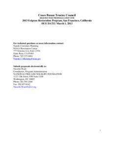 Cosco Busan Trustee Council REQUEST FOR PROPOSALS (RFP) FOR 2013 Eelgrass Restoration Program, San Francisco, California DUE DATE: March 1, 2013