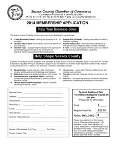 Sussex County Chamber of Commerce  120 Hampton House Road  Newton, NJ[removed]Phone: [removed]Fax: [removed] www.sussexcountychamber.org[removed]MEMBERSHIP APPLICATION