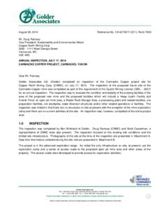 August 28, 2014  Reference No[removed]L-Rev0-7000 Mr. Doug Ramsey Vice President, Sustainability and Environmental Affairs