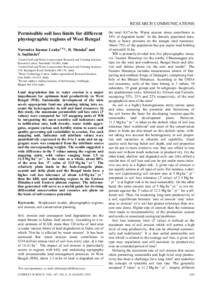 RESEARCH COMMUNICATIONS  Permissible soil loss limits for different physiographic regions of West Bengal Narendra Kumar Lenka1,4,*, D. Mandal2 and S. Sudhishri3