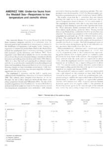 AMERIEZ 1986: Under-ice fauna from the Weddell Sea—Responses to low temperature and osmotic stress ARNE V. AARSET  Department of Zoology