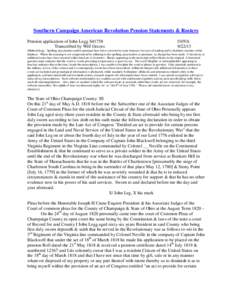 Southern Campaign American Revolution Pension Statements & Rosters Pension application of John Legg S41758 Transcribed by Will Graves f10VA[removed]