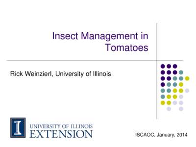 Insect Management in Tomatoes Rick Weinzierl, University of Illinois ISCAOC, January, 2014