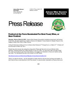 Arizona Wine Growers Association Phone : [removed]Fax: [removed]17235 N. 75th Ave., Suite D-145