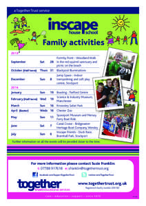 a Together Trust service  Family activities 2013 September October (Half term)