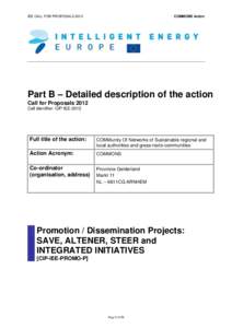 IEE CALL FOR PROPOSALS[removed]COMMONS Action Part B – Detailed description of the action Call for Proposals 2012