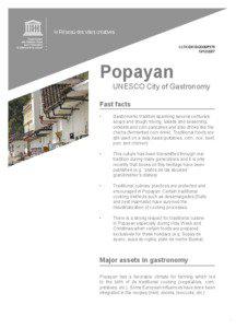 Popayan: UNESCO City of Gastronomy; 2007