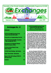 Newsletter of the Climate Variability and Predictability Programme (CLIVAR)  Exchanges Volume 4, No. 2  June 1999