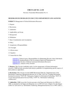 Circular No. A-130 Revised Transmittal No. 4