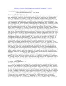 Southern Campaign American Revolution Pension Statements & Rosters Pension Application of Thomas McCarty W8424 Transcribed and annotated by C. Leon Harris The Com mon Wealth of Kentucky Sct. Be it remembered that this Se