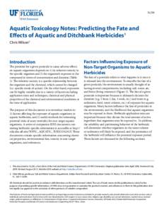 SL236  Aquatic Toxicology Notes: Predicting the Fate and Effects of Aquatic and Ditchbank Herbicides1 Chris Wilson2