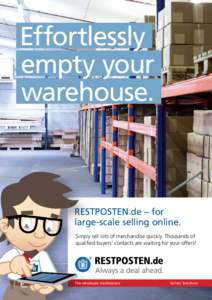 Effortlessly empty your warehouse. RESTPOSTEN.de – for large-scale selling online.