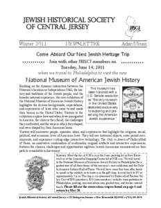 Jewish Historical Society of Central Jersey winter 2011 NEWSLETTER