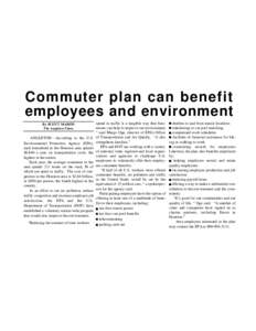 Commuter plan can benefit employees and environment By SCOTT MAHON The Angleton Times  ANGLETON—According to the U.S.