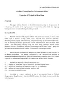 LC Paper No. CB[removed])  Legislative Council Panel on Environmental Affairs Protection of Wetlands in Hong Kong  PURPOSE