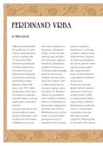 FERDINAND VRBA in memoriaM Veľký talent bratislavského rodáka (nar. 27. júna