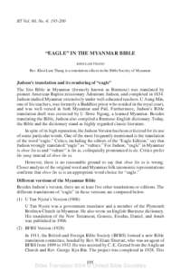 BT Vol. 60, No. 4: [removed]  “EAGLE” IN THE MYANMAR BIBLE