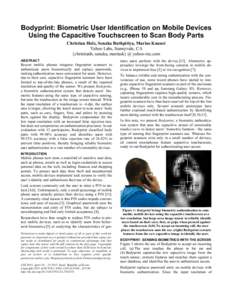 Bodyprint: Biometric User Identification on Mobile Devices Using the Capacitive Touchscreen to Scan Body Parts