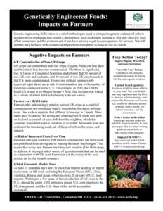 Genetically Engineered Foods: Impacts on Farmers The Ohio Ecological Food and Farm Association