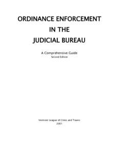 Vermont Ordinance Enforcement in the Judicial Bureau Part I - All Chapters