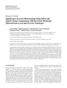 Significance of Lewis Phenotyping Using Saliva and Gastric Tissue: Comparison with the Lewis Phenotype Inferred from Lewis and Secretor Genotypes