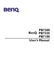 PB7200 BenQ PB7220 PB7100 User’s Manual  Copyright