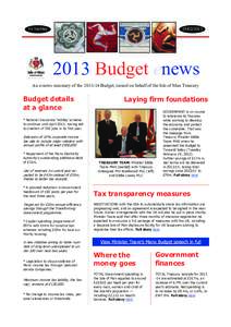 Yn Tashtey[removed] Budget enews An e-news summary of the[removed]Budget, issued on behalf of the Isle of Man Treasury