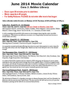 June 2014 Movie Calendar Cora J. Belden Library   