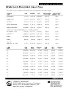 Single-family Residential Impact Fees Impact fees may vary from these tables based on the recording date of the subdivision plat. TRAFFIC AREA EVERGREEN