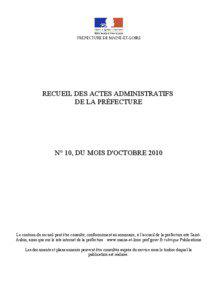 RECUEIL DES ACTES ADMINISTRATIFS DE LA PRÉFECTURE