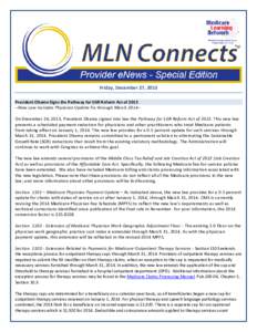 Medicare FFS Provider eNews Special Edition for December 27, 2013