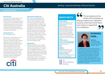 NATIONAL LGBTI RECRUITMENT GUIDE PRIDE IN DIVERSITY  Citi Australia Banking / Investment Banking / Financial Services