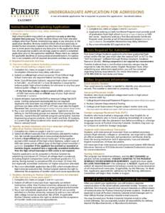 Purdue University Calumet Undergraduate Admissions Application 2014