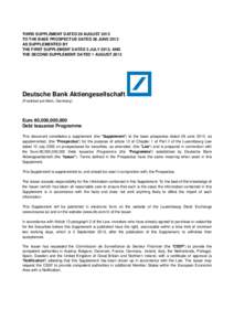 THIRD SUPPLEMENT DATED 29 AUGUST 2013 TO THE BASE PROSPECTUS DATED 28 JUNE 2013 AS SUPPLEMENTED BY THE FIRST SUPPLEMENT DATED 5 JULY 2013; AND THE SECOND SUPPLEMENT DATED 1 AUGUST 2013