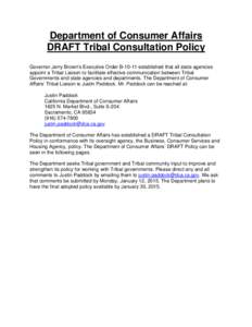 California Department of Consumer Affairs - Tribal Consultation Policy DRAFT