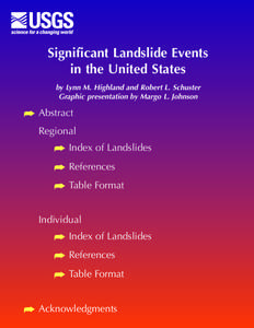 Significant Landslide Events in the United States by Lynn M. Highland and Robert L. Schuster Graphic presentation by Margo L. Johnson  ➦ Abstract