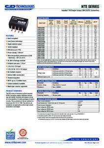 NTE SERIES  POWER ELECTRONICS DIVISION Isolated 1W Single Output SM DC/DC Converters